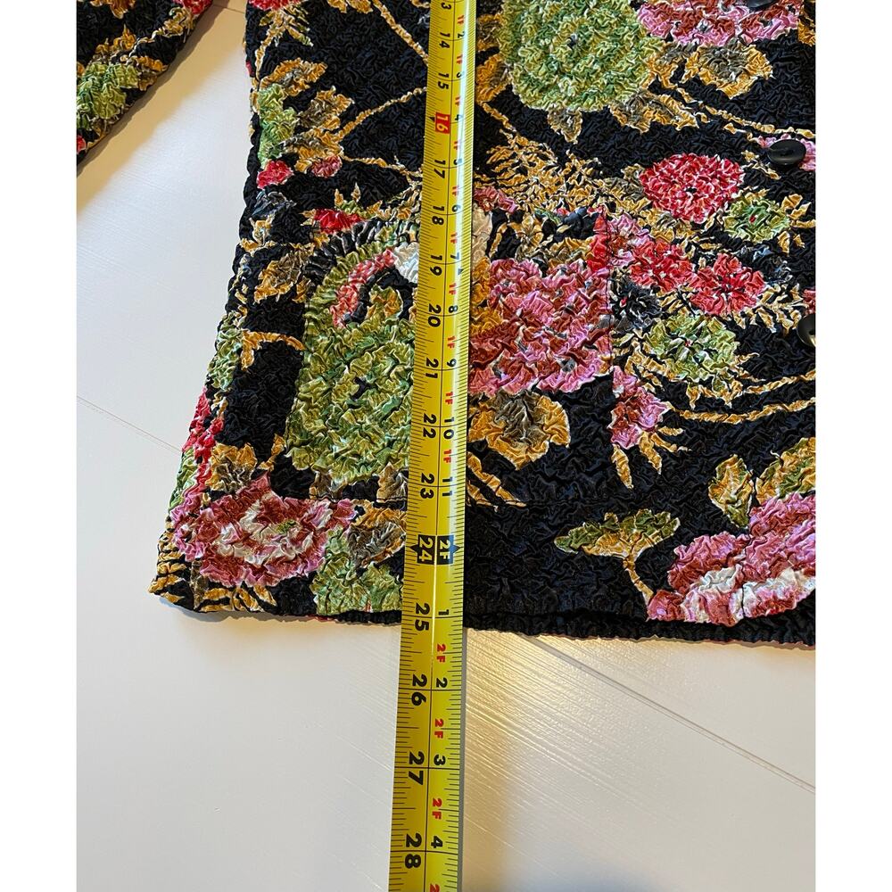 Tania Nardi Reversible Jacket Sz S Button Up Crinkle Texture Floral Black Artsy - Picture 10 of 10
